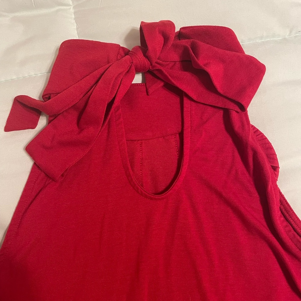 WHBM Beautiful Red Ruffle Halter Too - Picture 3 of 4
